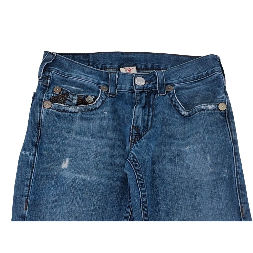 True Religion Bobby Jeans Mens 31x31 Blue Medium Wash Straight Made USA Denim - Picture 2 of 9